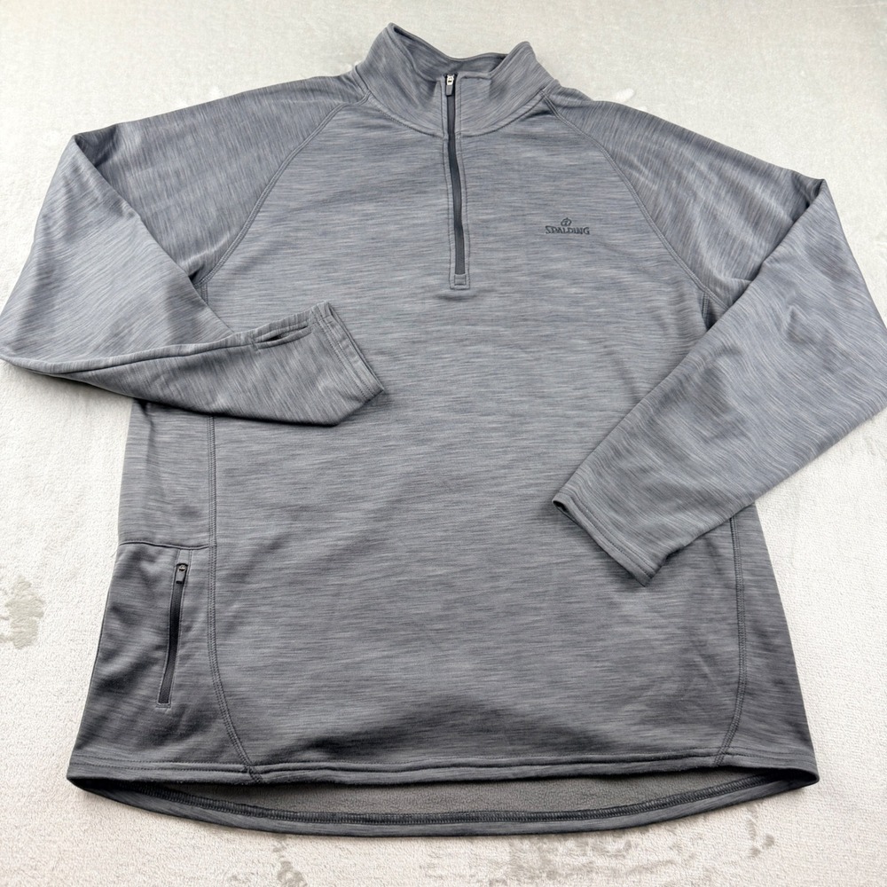 Spalding Men's XL Gray Space Dye Quarter Zip Pullover Long Sleeve S953678